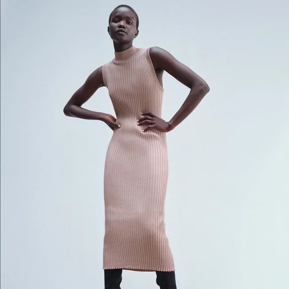 ★ZARA★ RIBBED BUTTON-FRONT MIDI DRESS s-l400.jpg
